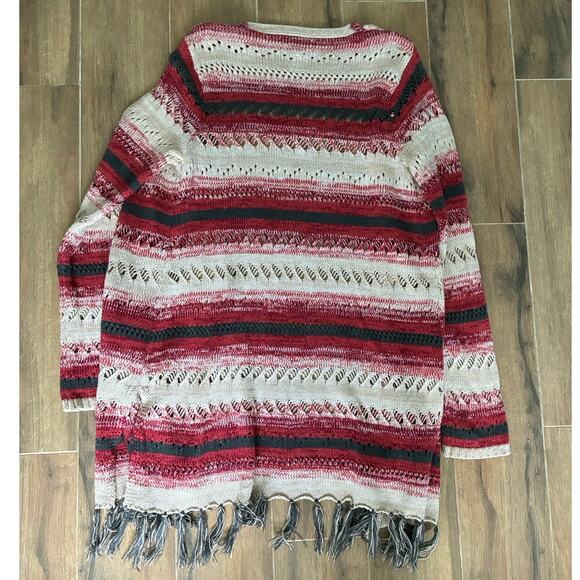Wrangler Fringe Open Front Knit Cardigan Women's Medium - Picture 8 of 10